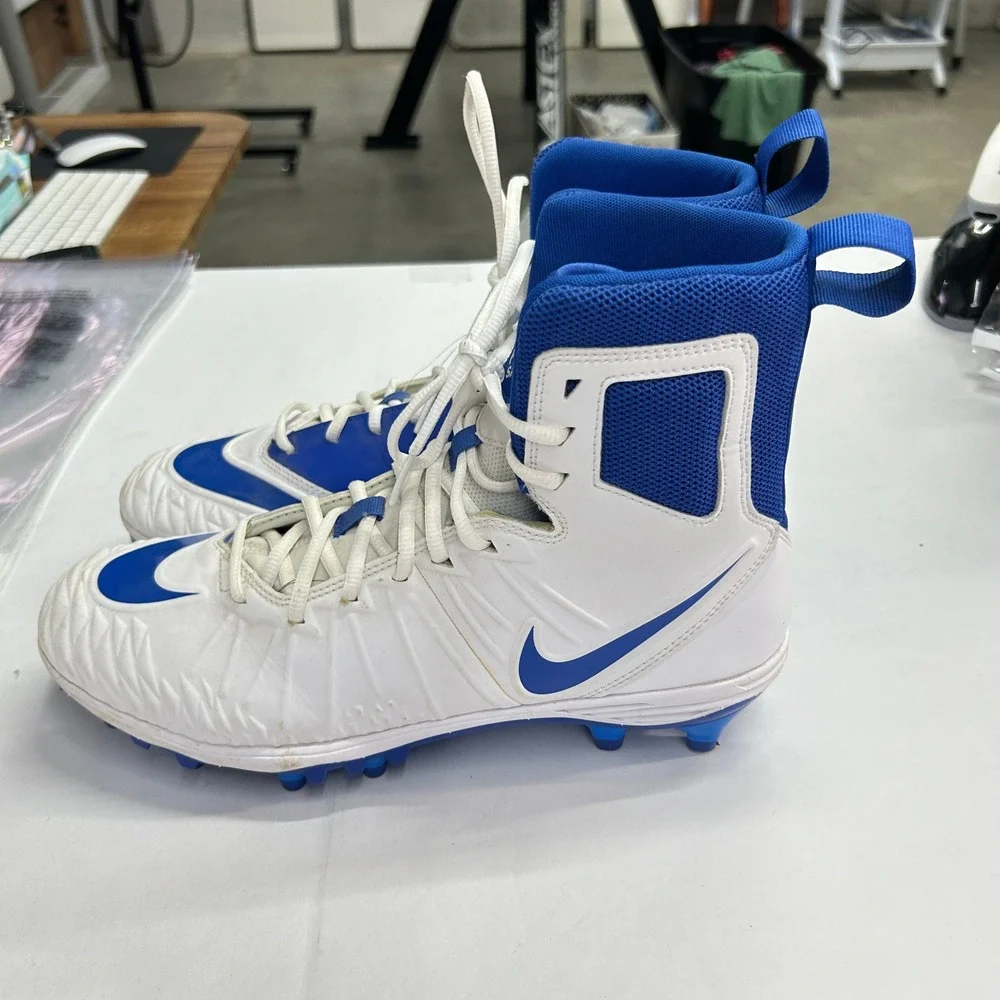 Nike Force Savage Varsity Football Cleats 11 Blue White High Top Athletic Sports